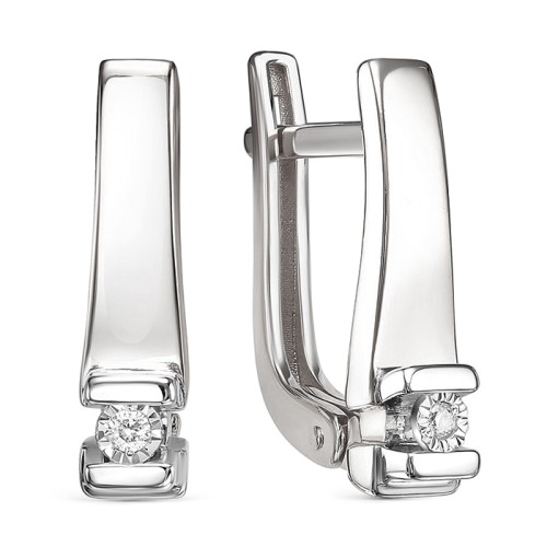 Серьги из белого золота с бриллиантом