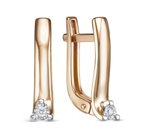 Золотые cерьги с бриллиантом