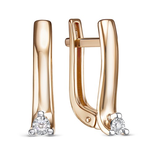 Золотые cерьги с бриллиантом