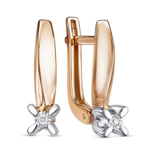 Золотые cерьги с бриллиантом