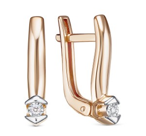 Золотые cерьги с бриллиантом