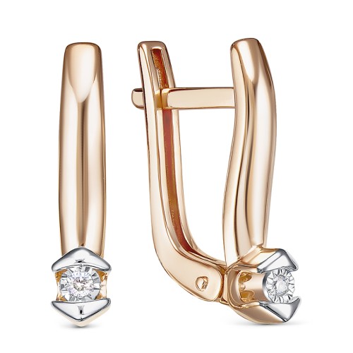 Золотые cерьги с бриллиантом