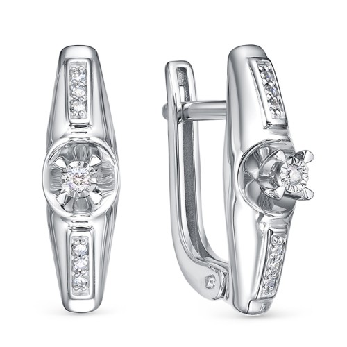 Серьги из белого золота с бриллиантом