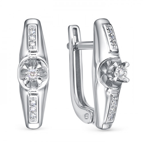 Серьги из белого золота с бриллиантом