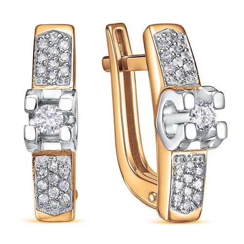 Золотые cерьги с бриллиантом