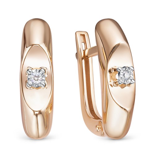 Золотые cерьги с бриллиантом