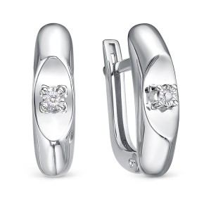 Серьги из белого золота с бриллиантом