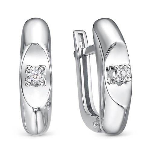 Серьги из белого золота с бриллиантом