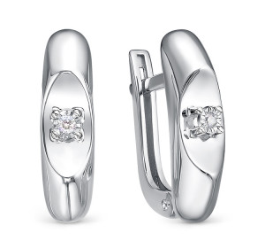 Серьги из белого золота с бриллиантом