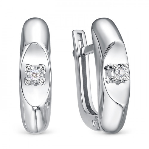 Серьги из белого золота с бриллиантом