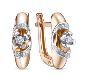 Золотые cерьги с бриллиантом