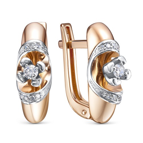 Золотые cерьги с бриллиантом