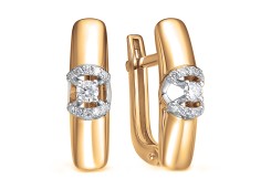 Золотые cерьги классические с бриллиантом
