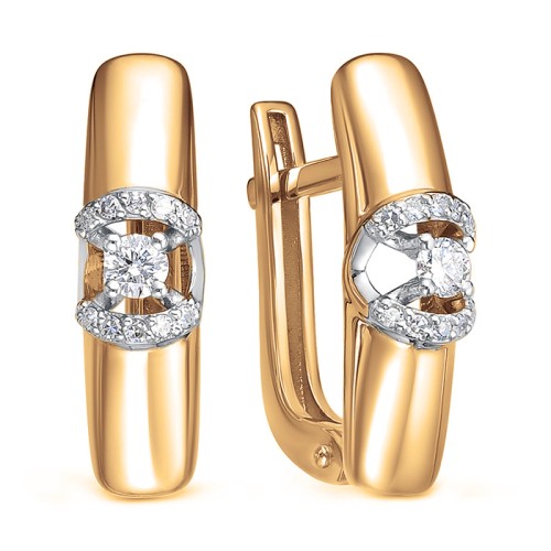 Золотые cерьги классические с бриллиантом