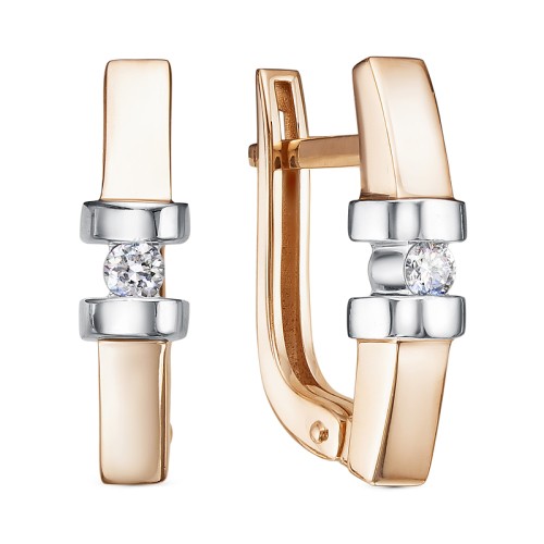 Золотые cерьги с бриллиантом