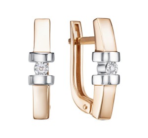 Золотые cерьги с бриллиантом