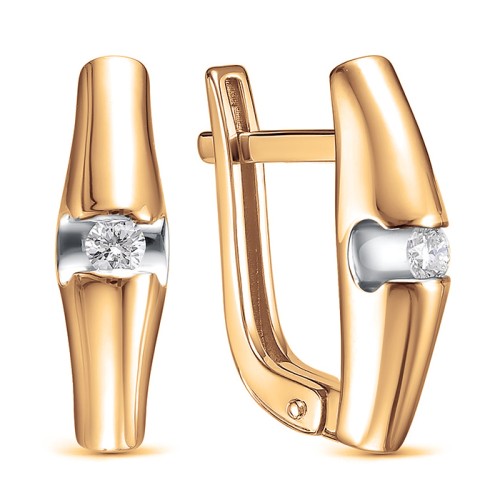 Золотые cерьги с бриллиантом