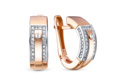 Золотые cерьги классические с бриллиантом