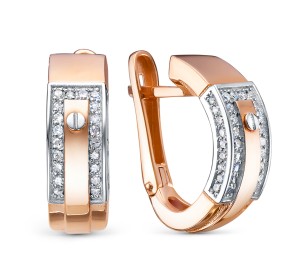 Золотые cерьги классические с бриллиантом