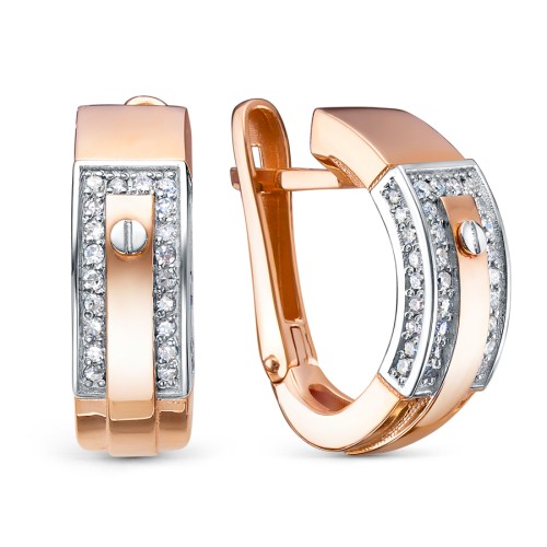 Золотые cерьги классические с бриллиантом