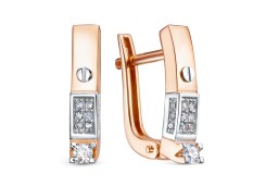 Золотые cерьги классические с бриллиантом