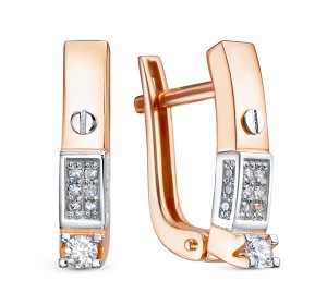 Золотые cерьги классические с бриллиантом