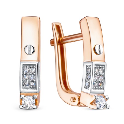 Золотые cерьги классические с бриллиантом