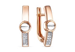 Золотые cерьги классические с бриллиантом