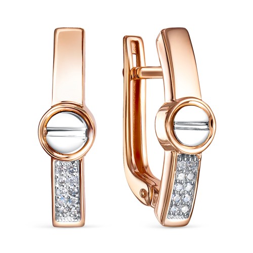 Золотые cерьги классические с бриллиантом