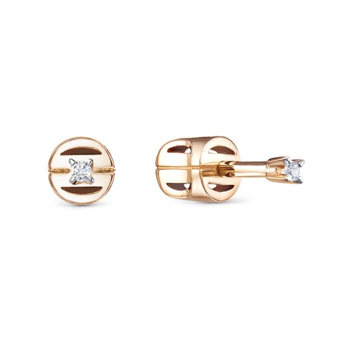 Золотые cерьги пусеты (гвоздики) с бриллиантом