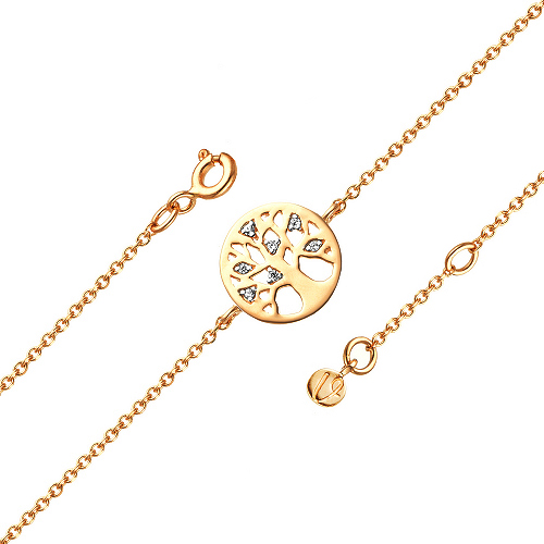 Серебряный браслет с позолотой с фианитом