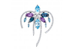 Брошь из белого золота с полудрагоценными камнями