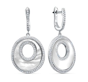 Серебряные cерьги висячие с перламутром