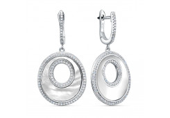 Серебряные cерьги висячие с перламутром