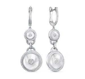 Серебряные cерьги висячие с перламутром