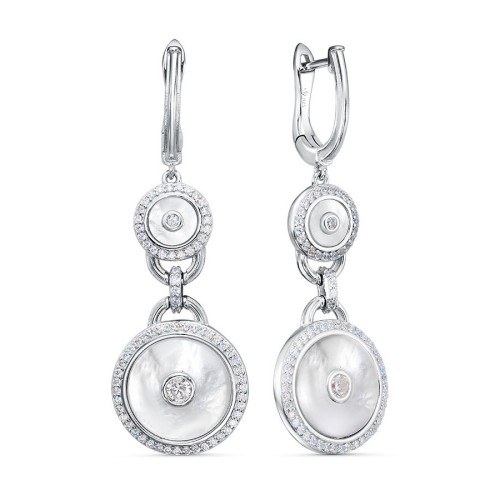 Серебряные cерьги висячие с перламутром