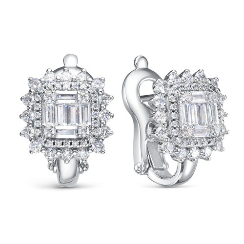 Серебряные cерьги классические с фианитом