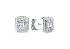 Серебряные cерьги пусеты (гвоздики) с фианитом