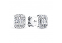 Серебряные cерьги пусеты (гвоздики) с фианитом