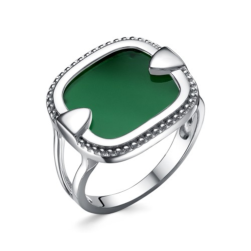 Серебряное кольцо с агатом зеленым