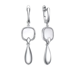 Серебряные cерьги висячие с перламутром