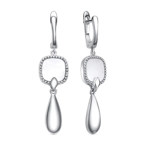 Серебряные cерьги висячие с перламутром