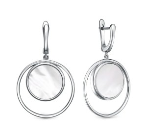 Серебряные cерьги висячие с перламутром