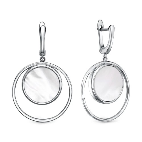 Серебряные cерьги висячие с перламутром