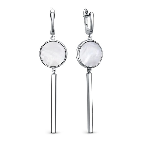 Серебряные cерьги висячие с перламутром