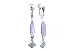 Серебряные cерьги висячие с халцедоном