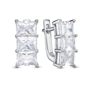 Серебряные cерьги с фианитом