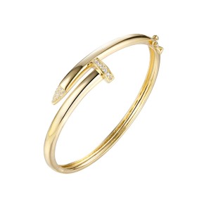 Серебряный браслет с позолотой с фианитом