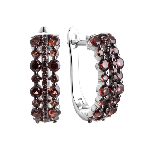 Серебряные cерьги классические с фианитом