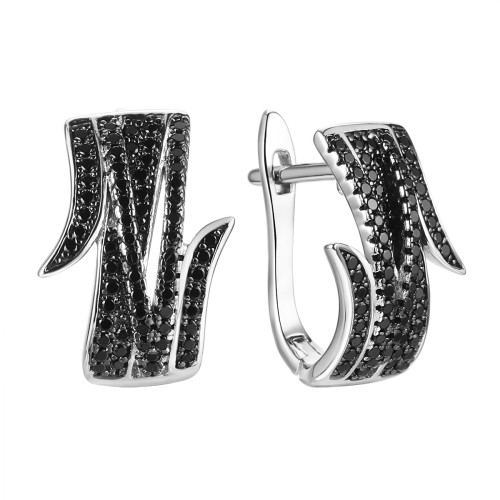 Серебряные cерьги классические с кристаллом